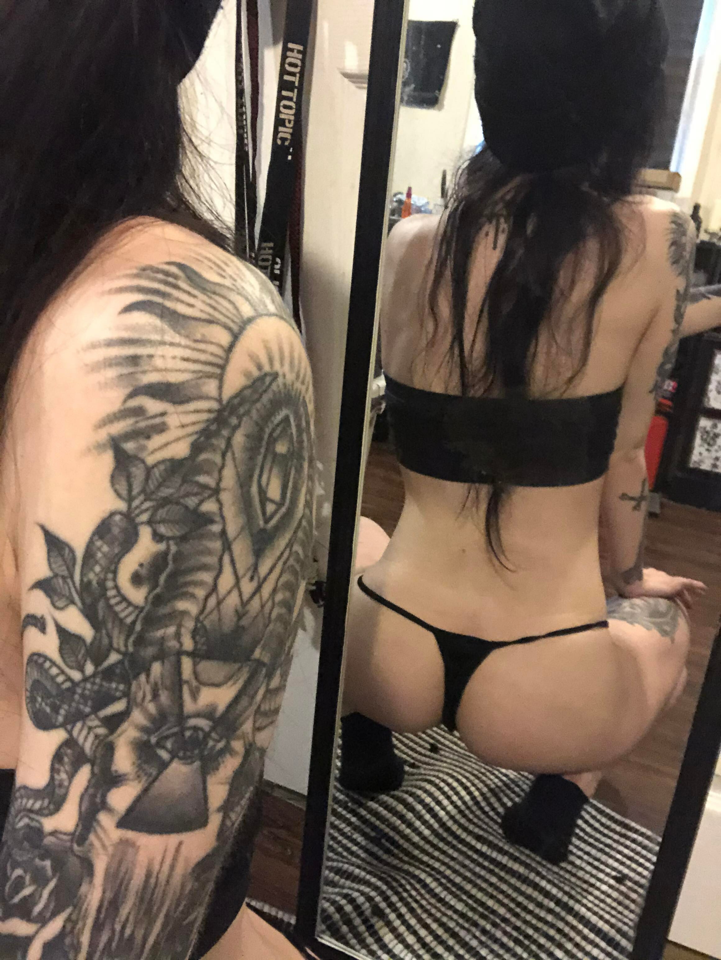 Slutty tattooed emo girl stripping — 20