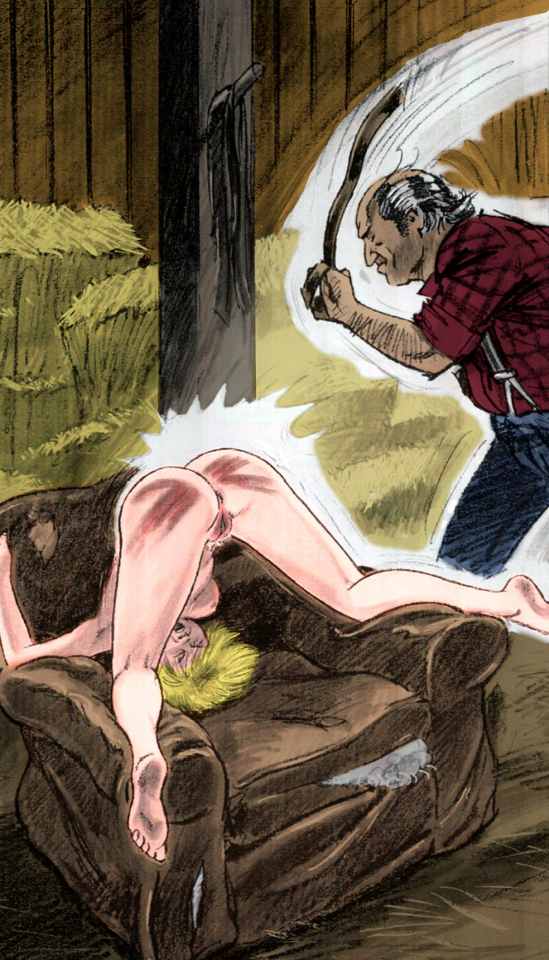 Girl belted in barn (by Anton). Colorized. — 24