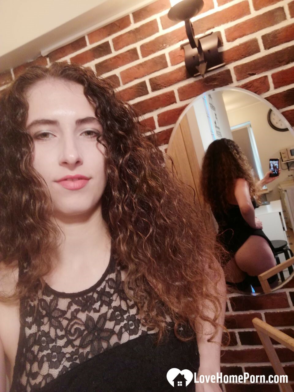 Kinky cutie trying on some black lingerie — 20