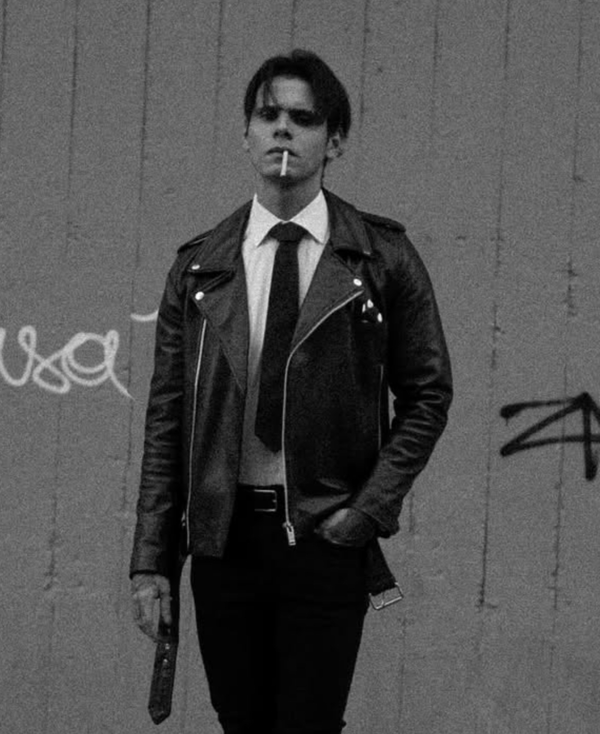 Black leather motorcycle smoke — 22